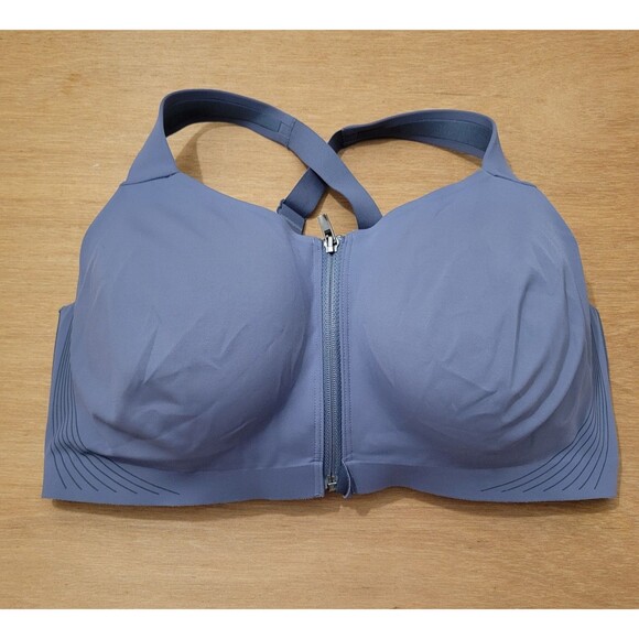 Victoria's Secret Knockout Bra 38DDD  Front Close Sports Zip Women's Gray-Blue - Picture 2 of 12